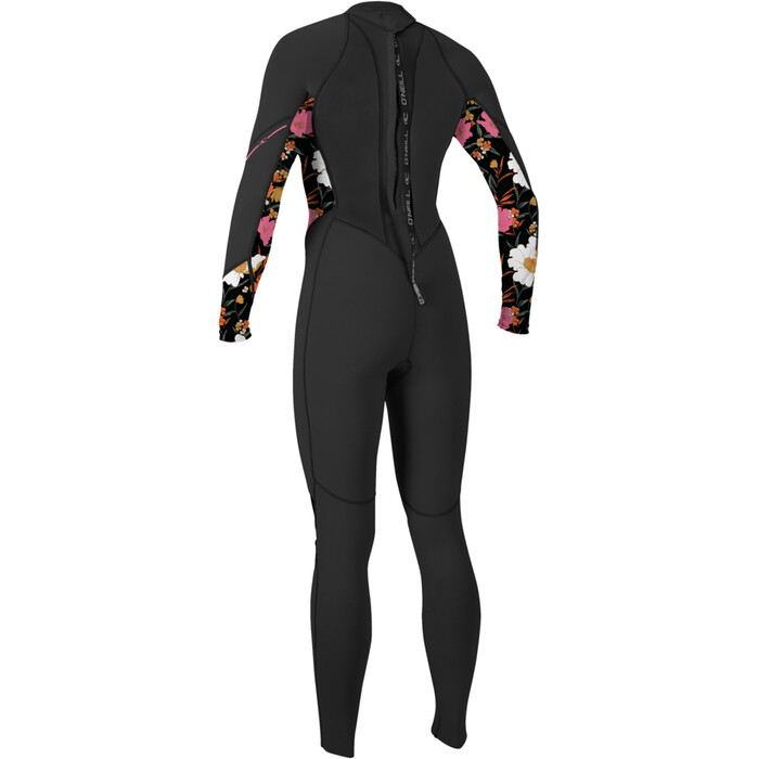 2024 O'Neill Womens Bahia 3/2mm Back Zip Wetsuit 5292 - Black / Bluemchen